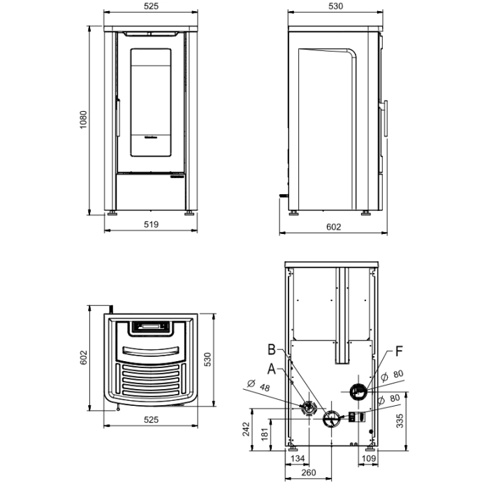 La Nordica Extraflame Dahiana Plus VFS 10kW wymiary